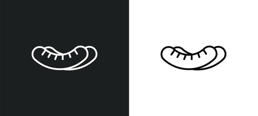 Wall Mural - sausage line icon in white and black colors. sausage flat vector icon from sausage collection for we