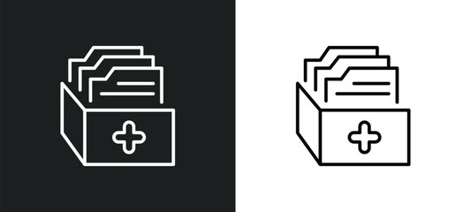 Wall Mural - medical file line icon in white and black colors. medical file flat vector icon from medical file co