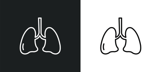 Wall Mural - lung line icon in white and black colors. lung flat vector icon from lung collection for web, mobile