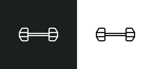 Sticker - dumbbells exercise line icon in white and black colors. dumbbells exercise flat vector icon from dumbbells exercise collection for web, mobile apps and ui.