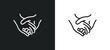 © IconArt - holding hands line icon in white and black colors. holding hands flat vector icon from holding hands collection for web, mobile apps and ui.