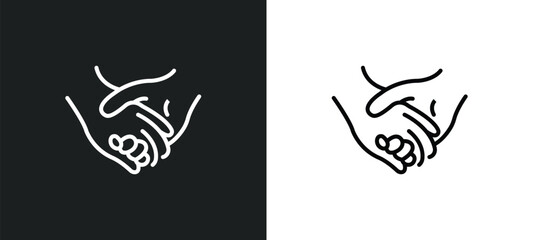 Wall Mural - holding hands line icon in white and black colors. holding hands flat vector icon from holding hands