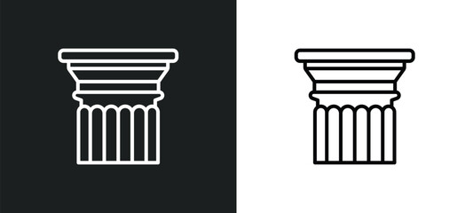 Wall Mural - pillar line icon in white and black colors. pillar flat vector icon from pillar collection for web, 