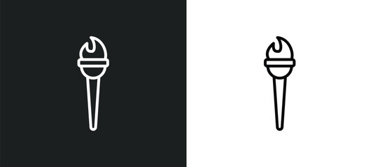 Wall Mural - sports torch line icon in white and black colors. sports torch flat vector icon from sports torch co