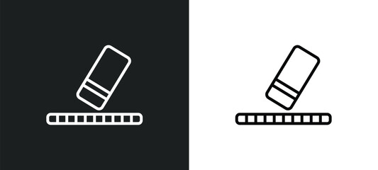 Wall Mural - erase line icon in white and black colors. erase flat vector icon from erase collection for web, mobile apps and ui.