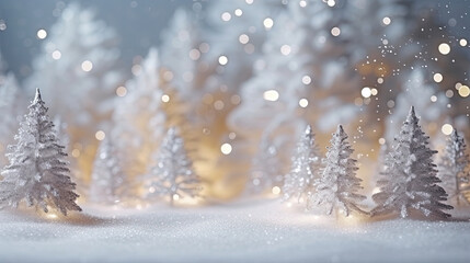 Snow covered seasonal winter forest diorama. Christmas decoration elements