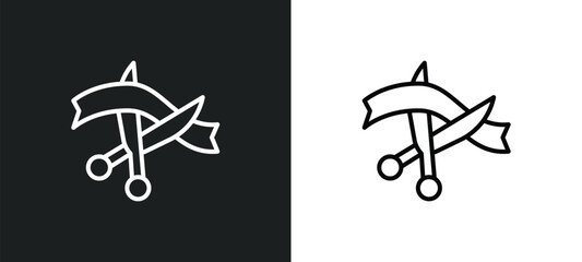 Wall Mural - inauguration line icon in white and black colors. inauguration flat vector icon from inauguration co