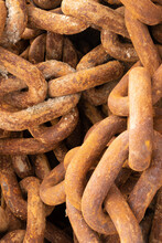 Rusty Chain Detail In A Fishing Port