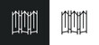 © IconArt - folding screen line icon in white and black colors. folding screen flat vector icon from folding screen collection for web, mobile apps and ui.