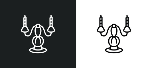 Wall Mural - candelabrum line icon in white and black colors. candelabrum flat vector icon from candelabrum colle