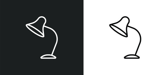 Wall Mural - desk lamp line icon in white and black colors. desk lamp flat vector icon from desk lamp collection 