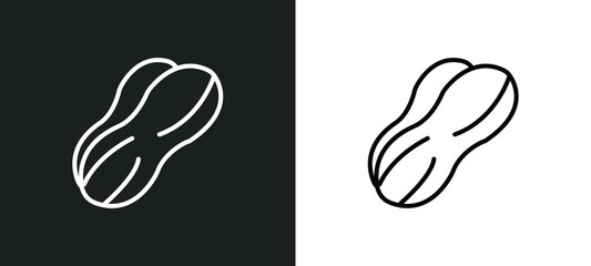 Wall Mural - peanut line icon in white and black colors. peanut flat vector icon from peanut collection for web, 