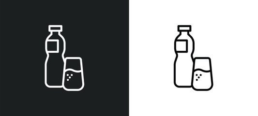 Wall Mural - drink water line icon in white and black colors. drink water flat vector icon from drink water colle