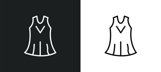 Wall Mural - summer dress line icon in white and black colors. summer dress flat vector icon from summer dress co