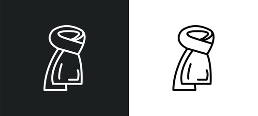 Wall Mural - wool scarf line icon in white and black colors. wool scarf flat vector icon from wool scarf collecti