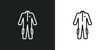 working coverall line icon in white and black colors. working coverall flat vector icon from working coverall collection for web, mobile apps and ui.