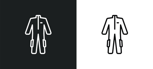 Wall Mural - working coverall line icon in white and black colors. working coverall flat vector icon from working