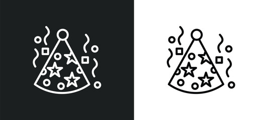 Wall Mural - party hat line icon in white and black colors. party hat flat vector icon from party hat collection for web, mobile apps and ui.