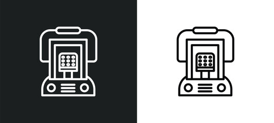 Wall Mural - heater line icon in white and black colors. heater flat vector icon from heater collection for web, 