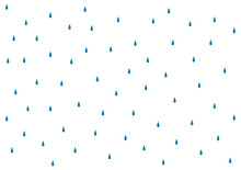 Rain, Raindrops, Water Drops Illustration, Background, Texture. Hand Drawn Flat Style Design, Vector Backdrop. Kids Print Element, Rainy Season, Wet Weather