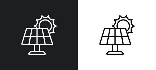 Wall Mural - solar panel line icon in white and black colors. solar panel flat vector icon from solar panel colle