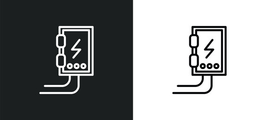 Wall Mural - fuse box line icon in white and black colors. fuse box flat vector icon from fuse box collection for