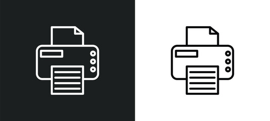 Wall Mural - print line icon in white and black colors. print flat vector icon from print collection for web, mob