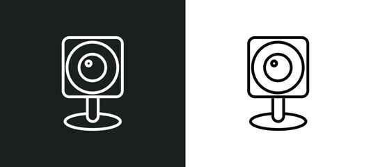 Wall Mural - web camera line icon in white and black colors. web camera flat vector icon from web camera collection for mobile apps and ui.