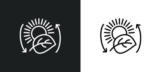Wall Mural - photosynthesis line icon in white and black colors. photosynthesis flat vector icon from photosynthe