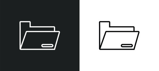 Wall Mural - folders line icon in white and black colors. folders flat vector icon from folders collection for web, mobile apps and ui.