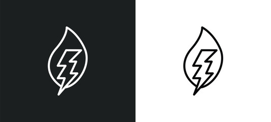 Wall Mural - eco energy line icon in white and black colors. eco energy flat vector icon from eco energy collecti