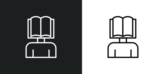 Sticker - self-learning line icon in white and black colors. self-learning flat vector icon from self-learning collection for web, mobile apps and ui.