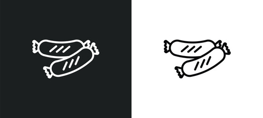 chorizo line icon in white and black colors. chorizo flat vector icon from chorizo collection for web, mobile apps and ui.