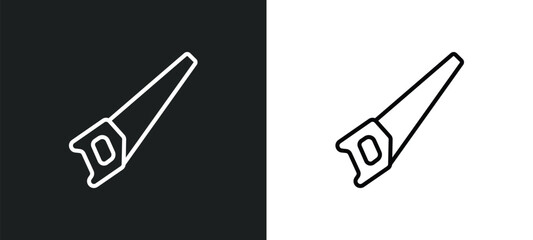 Sticker - saw line icon in white and black colors. saw flat vector icon from saw collection for web, mobile apps and ui.