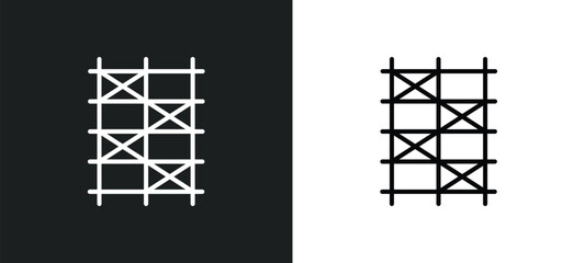 Wall Mural - scaffolding line icon in white and black colors. scaffolding flat vector icon from scaffolding colle