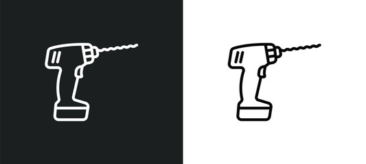 Wall Mural - drill line icon in white and black colors. drill flat vector icon from drill collection for web, mob