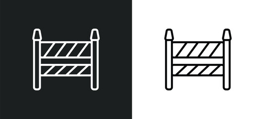 Sticker - road barrier line icon in white and black colors. road barrier flat vector icon from road barrier collection for web, mobile apps and ui.