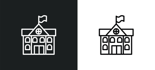 Wall Mural - city hall line icon in white and black colors. city hall flat vector icon from city hall collection 
