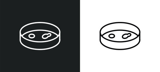 Wall Mural - petri dish line icon in white and black colors. petri dish flat vector icon from petri dish collecti