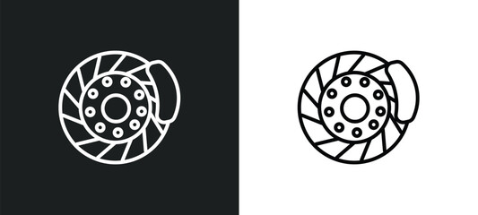Wall Mural - car disc brake line icon in white and black colors. car disc brake flat vector icon from car disc brake collection for web, mobile apps and ui.