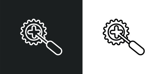 Canvas Print - car crank line icon in white and black colors. car crank flat vector icon from car crank collection for web, mobile apps and ui.