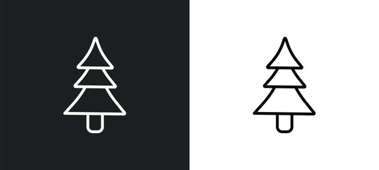 Wall Mural - tree line icon in white and black colors. tree flat vector icon from tree collection for web, mobile