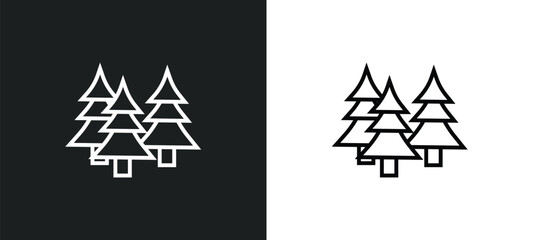 Wall Mural - forest line icon in white and black colors. forest flat vector icon from forest collection for web, 