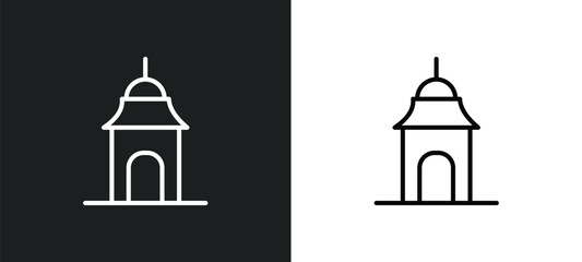 Wall Mural - hindu temple line icon in white and black colors. hindu temple flat vector icon from hindu temple collection for web, mobile apps and ui.