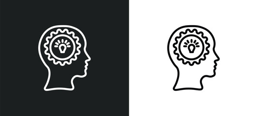 Sticker - mind line icon in white and black colors. mind flat vector icon from mind collection for web, mobile apps and ui.