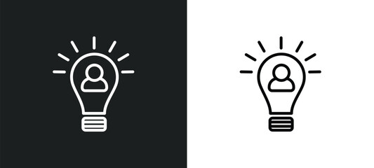 Wall Mural - initiative line icon in white and black colors. initiative flat vector icon from initiative collecti