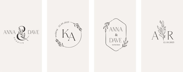 Wedding logos, hand drawn elegant, delicate and minimalist monogram collection