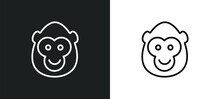 Ape Line Icon In White And Black Colors. Ape Flat Vector Icon From Ape Collection For Web, Mobile Apps And Ui.