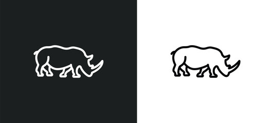Sticker - rhinoceros line icon in white and black colors. rhinoceros flat vector icon from rhinoceros collection for web, mobile apps and ui.