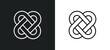 interlocking line icon in white and black colors. interlocking flat vector icon from interlocking collection for web, mobile apps and ui.